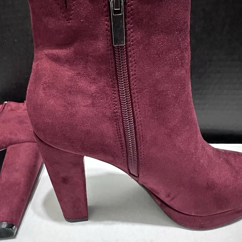 BAMBOO Rich Burgundy Heeled Boots - Picture 7 of 8